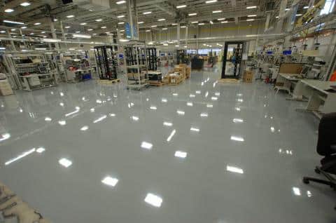 ESD seamless concrete floors dissipate static energy.